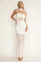 Lumiere Strapless Sheer Mesh Dress White