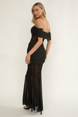 Lumiere Strapless Sheer Mesh Dress Black