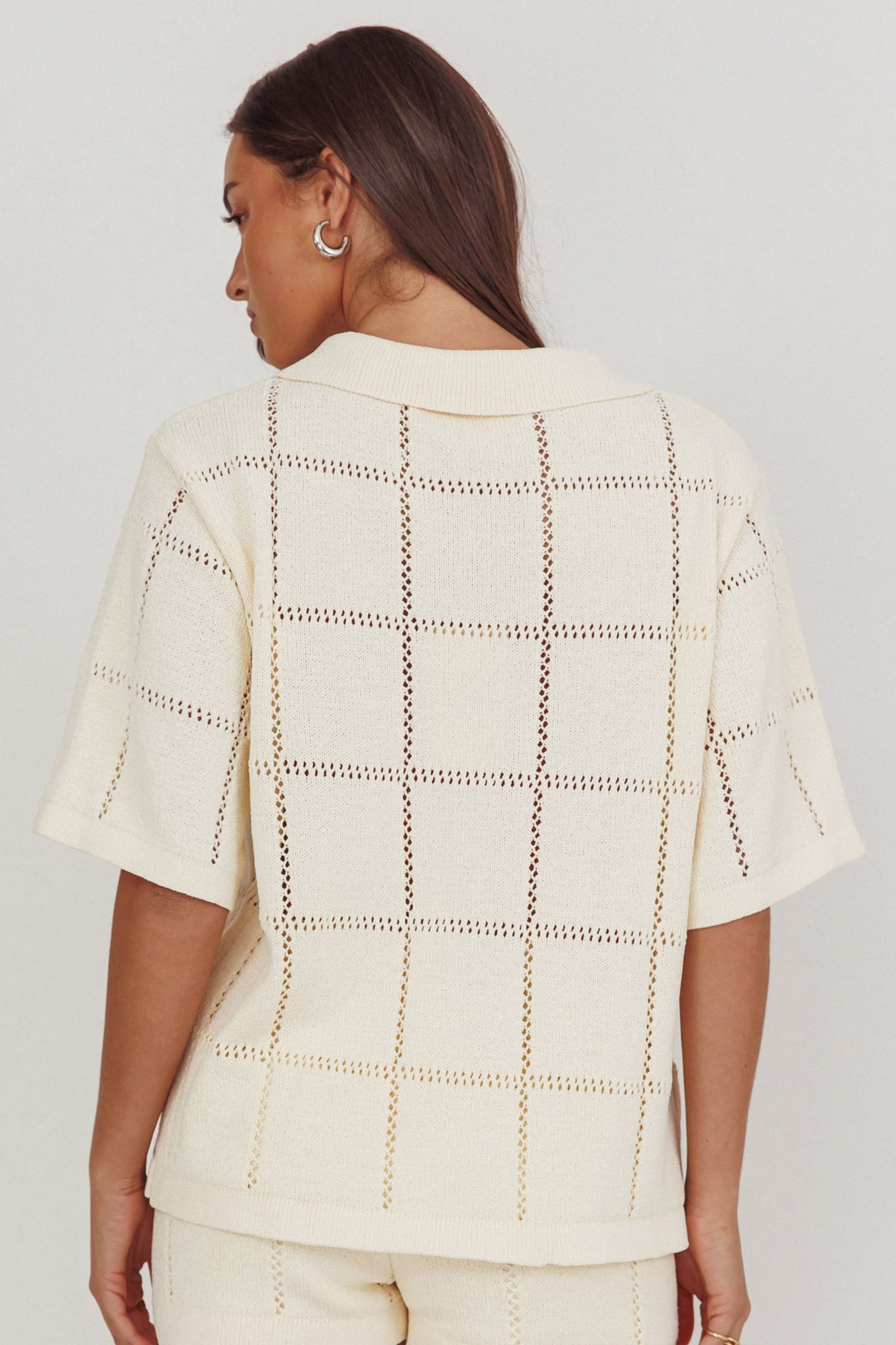 Sailor Knit Gold Button Top Cream