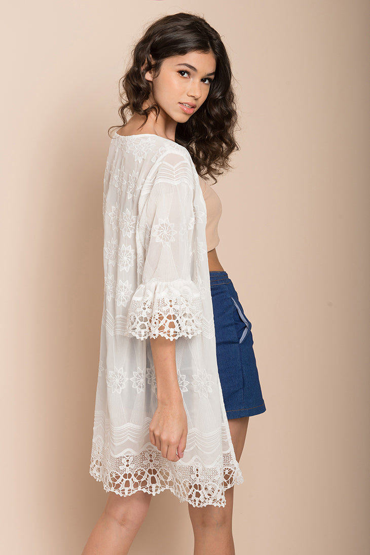Laurie Floral Cardigan White