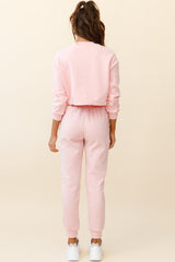 Monterey Long Sleeve Pull String Sweater Pink