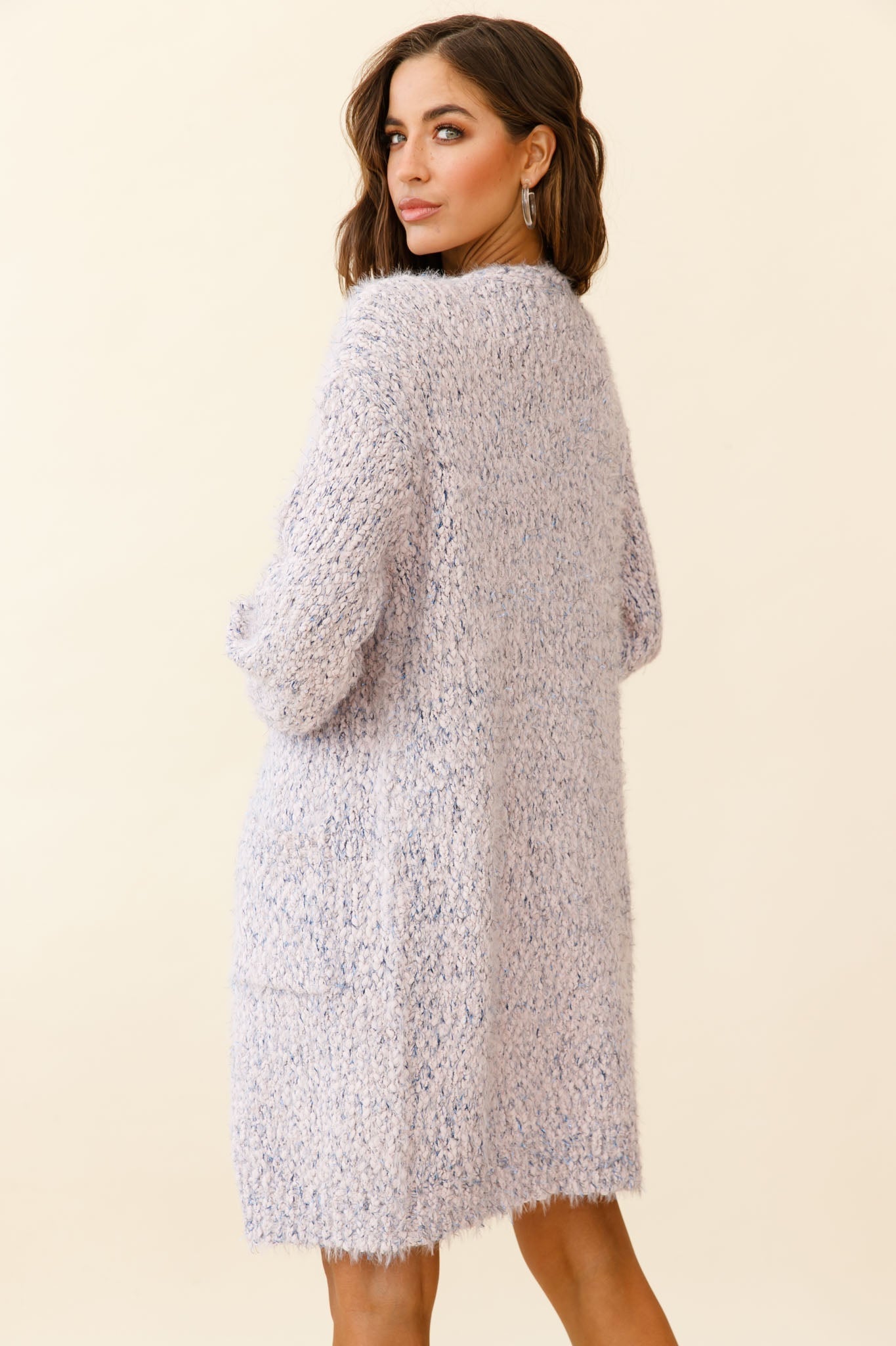 Johanna Long Sleeve Pocket Cardigan Mottled Pink
