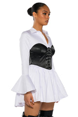 BACK TO BUSINESS CORSET MINI DRESS