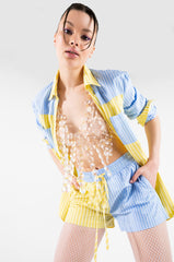 CALL BACK LATER COLORBLOCK POPLIN BUTTON DOWN