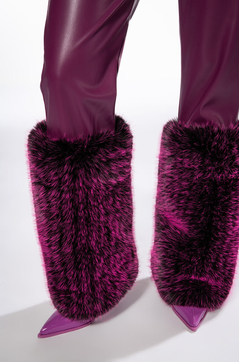 GIULIA THREE-DEE FAUX LEATHER FUR PANTS