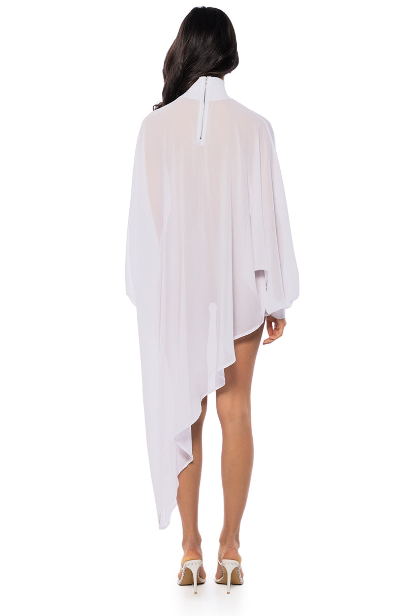 JUNE ASYMMETRICAL MIDI DRESS IN WHITE