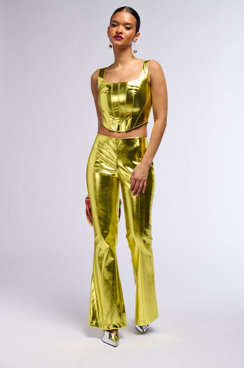 NEED YOU TONIGHT METALLIC FAUX LEATHER CORSET