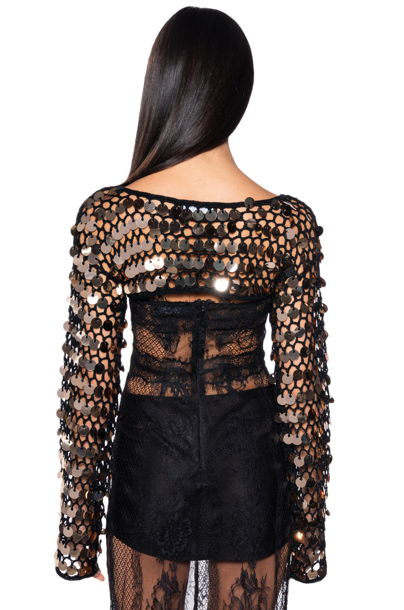 NOVA ULTRA CROP SEQUIN SWEATER