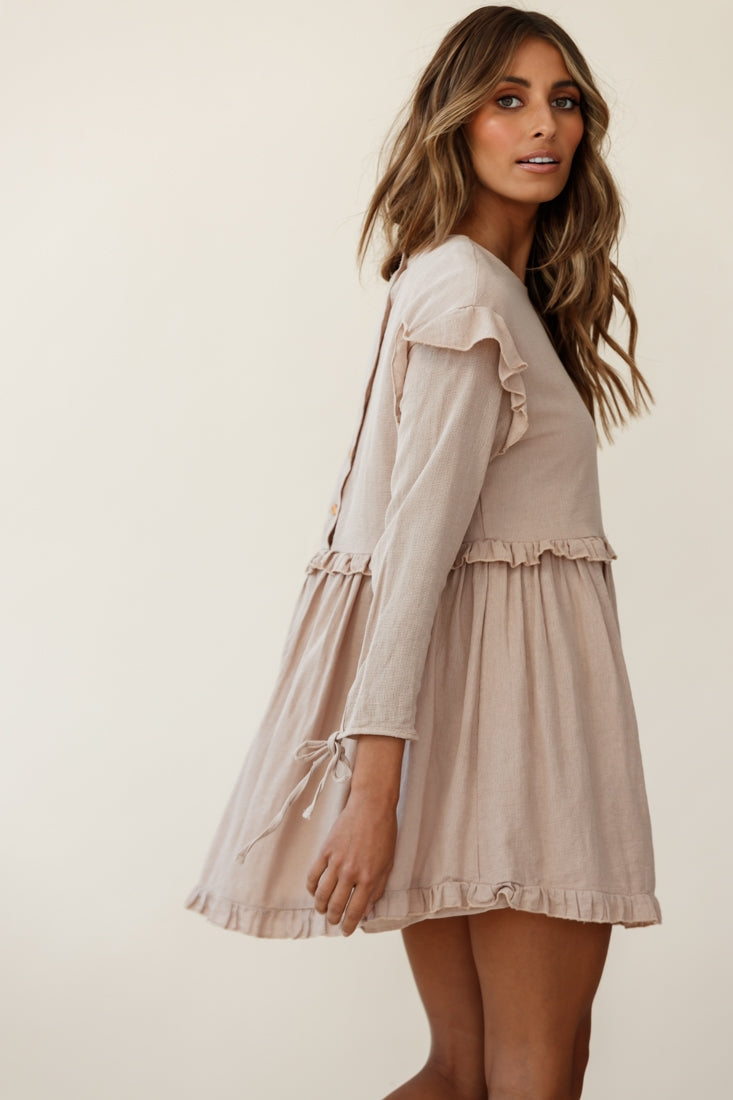 Marion Long Sleeve Shift Dress Mocha