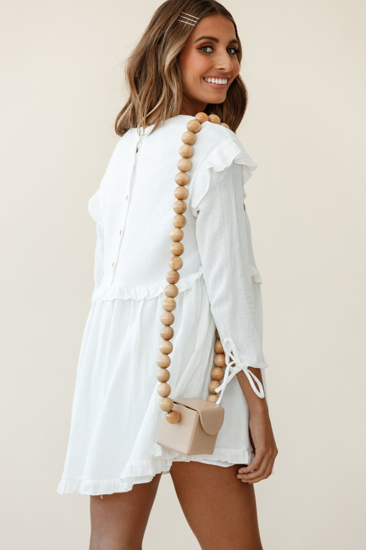 Marion Long Sleeve Shift Dress White