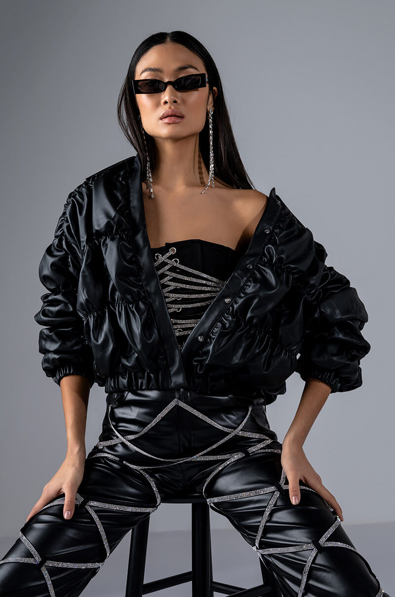 RUCHED PU JACKET