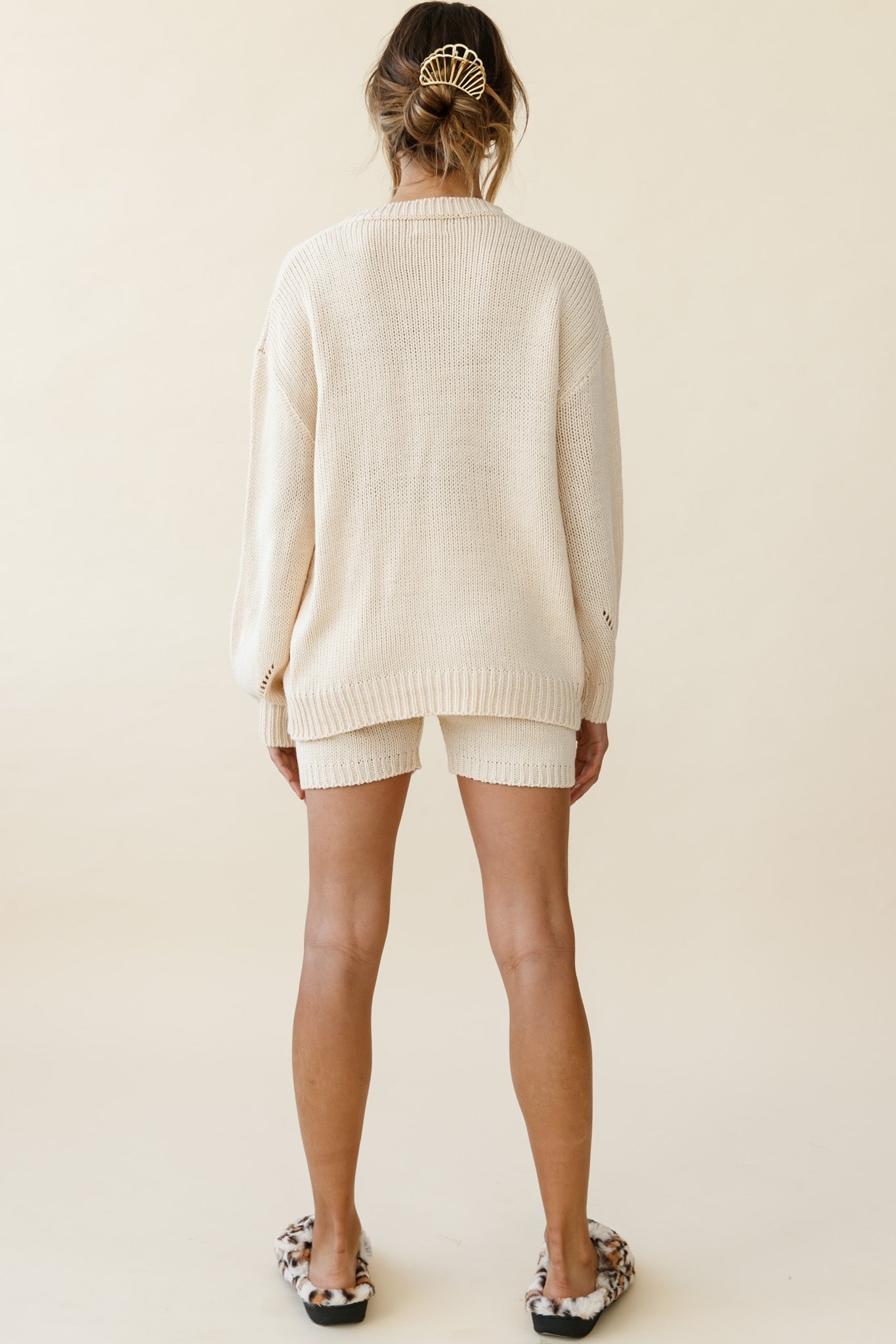 Denver Long Sleeve Knit Sweater Cream